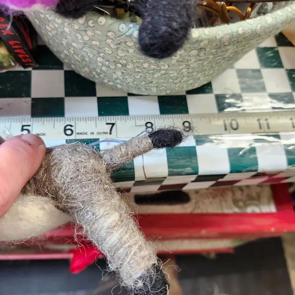 Felted‎ Wool Donkey and Purple Elephant 7 Inches Long